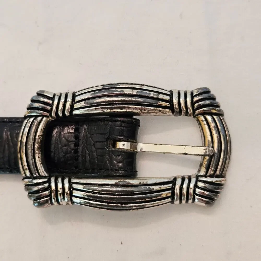 Brighton Vintage Black Leather Statement Belt 1995